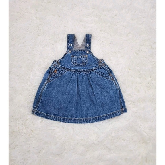 GAP Other - Vintage Y2K Baby Gap Denim Overall Jumper Dress with Bear Logo 3-6 Months